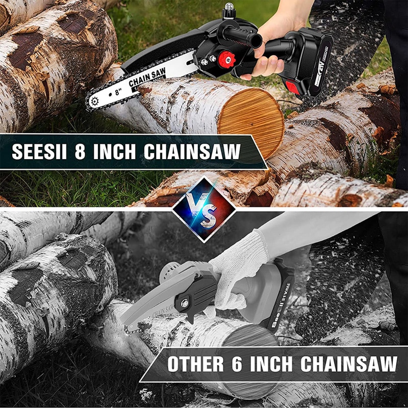 SEESII 8 inch Brushless Chainsaw With 1/2 Battery 1500W Portable ...